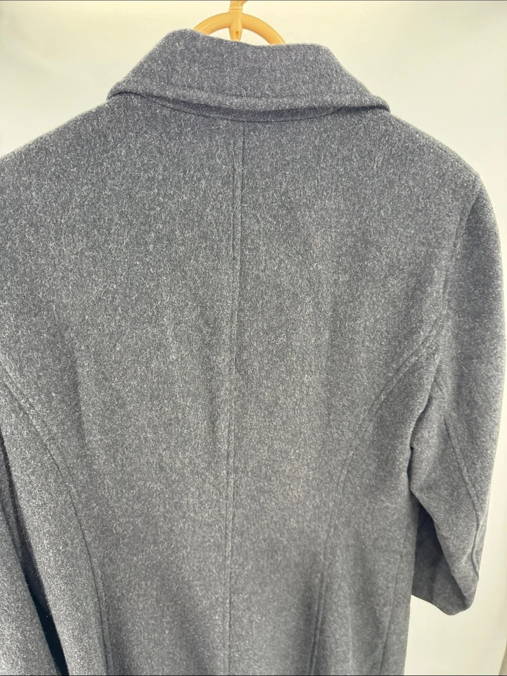 Anne Klein black dark Charcoal Gray Tailored Trench car Coat 100% wool winter